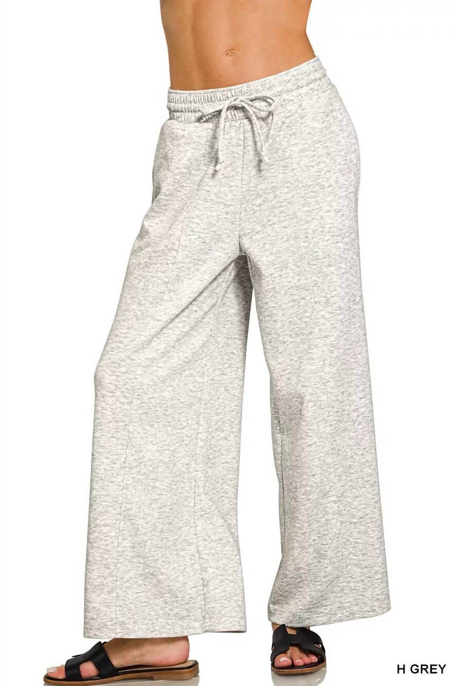 NEW ZENANA women's scuba wide leg pants in heather gray